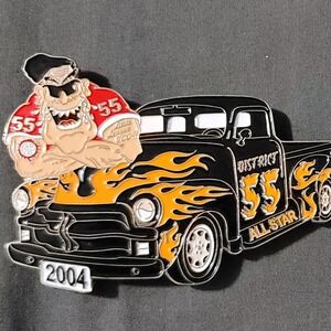 Vtg 2004 Elvis Hot Rod Little League Large Lapel Pin